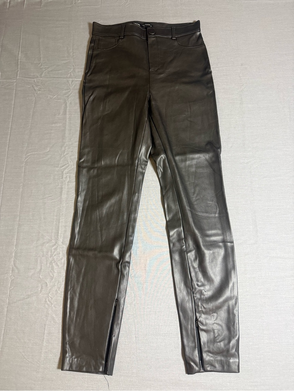 Zara Men's Faux Leather Tapered Pants - Black